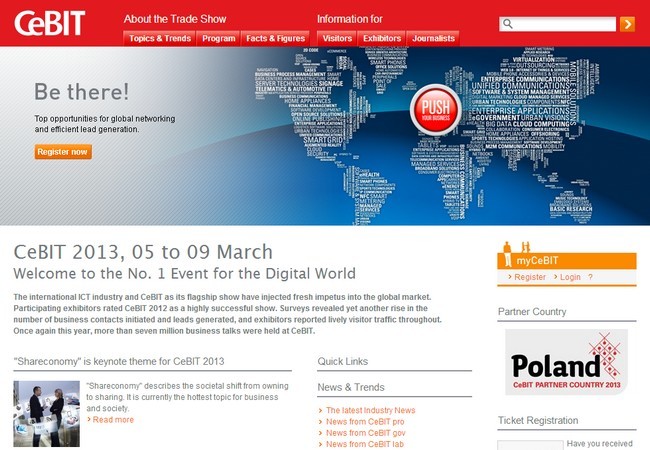 CeBIT 2013 se realizará del 5 al 9 de marzo en Hánover, Alemania.