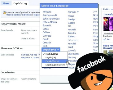 Si sabemos inglés, el idioma pirata de Facebook nos permitirá navegar por la red social en busca de aventuras.