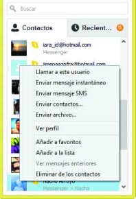 En Skype las opciones del menú contextual para los contactos que no son nativos de esta red están muy recortadas.