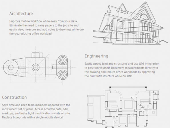 AutoCAD 360 nos permite editar, crear y compartir planos relacionados a la arquitectura, ingeniería y construcción desde un dispositivo móvil.